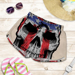 American Patriotic Skull Print Women's Shorts