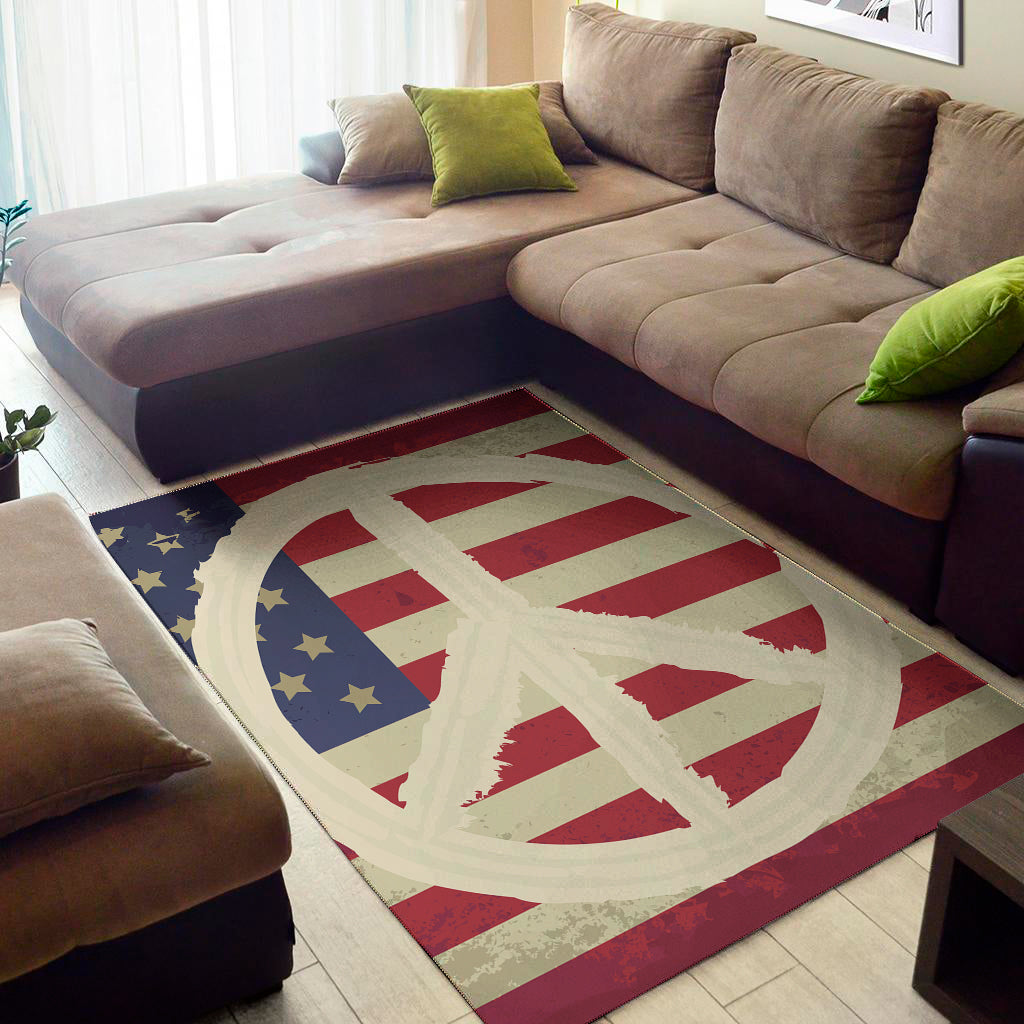 American Peace Flag Print Area Rug