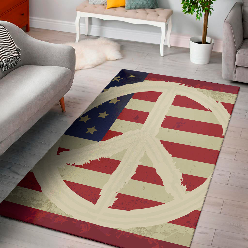 American Peace Flag Print Area Rug