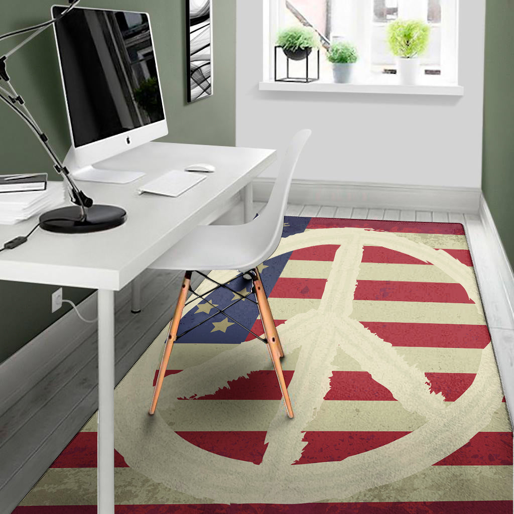 American Peace Flag Print Area Rug