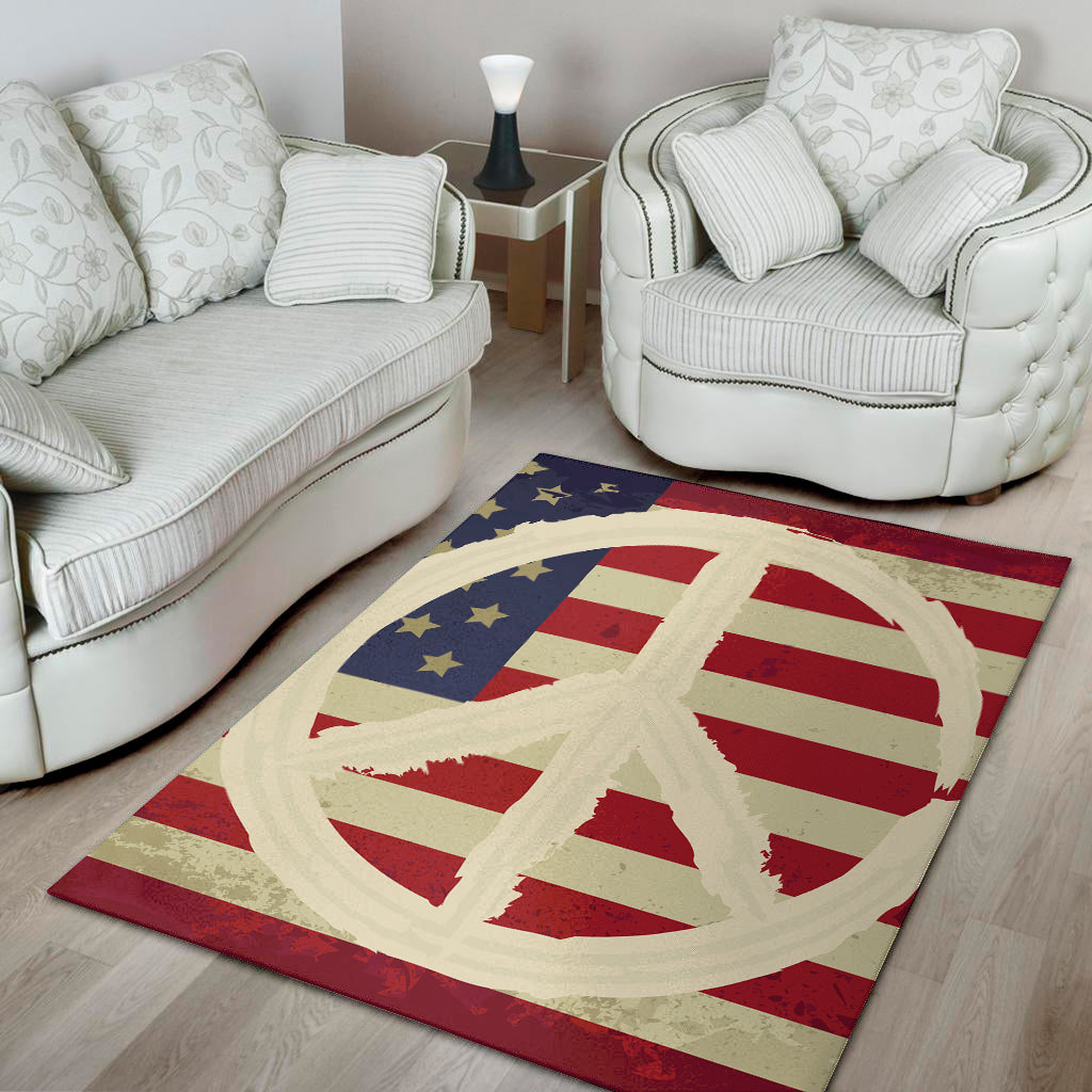 American Peace Flag Print Area Rug