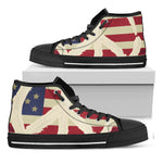 American Peace Flag Print Black High Top Shoes