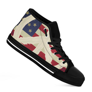 American Peace Flag Print Black High Top Shoes
