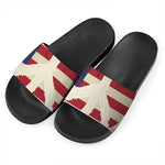 American Peace Flag Print Black Slide Sandals