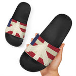 American Peace Flag Print Black Slide Sandals