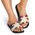 American Peace Flag Print Black Slide Sandals