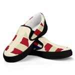 American Peace Flag Print Black Slip On Shoes