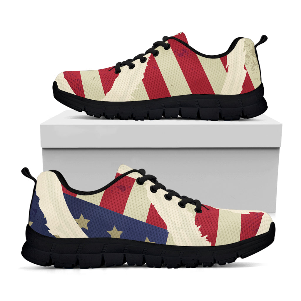 American Peace Flag Print Black Sneakers