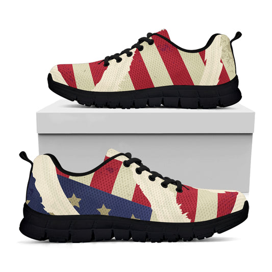 American Peace Flag Print Black Sneakers