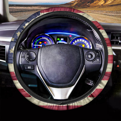 American Peace Flag Print Car Steering Wheel Cover