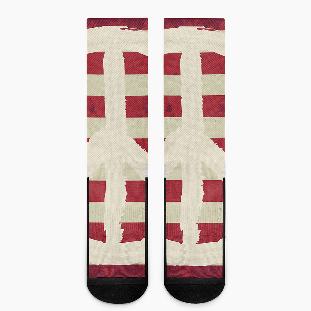 American Peace Flag Print Crew Socks