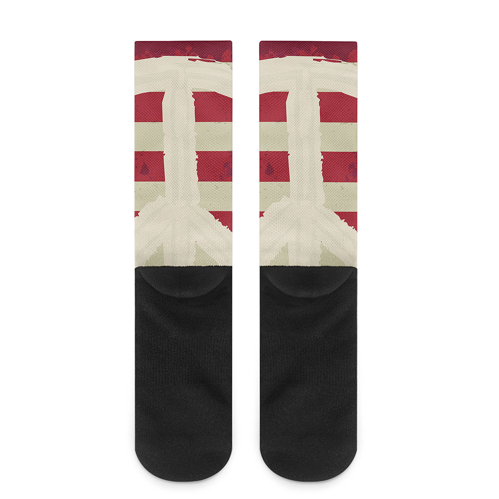 American Peace Flag Print Crew Socks