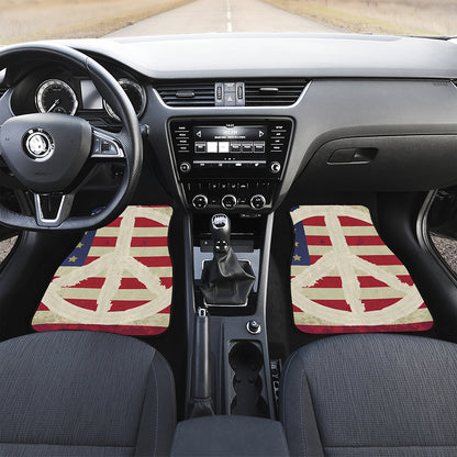 American Peace Flag Print Front and Back Car Floor Mats