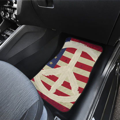 American Peace Flag Print Front and Back Car Floor Mats
