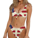 American Peace Flag Print Front Bow Tie Bikini