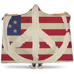 American Peace Flag Print Hooded Blanket