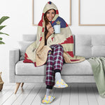 American Peace Flag Print Hooded Blanket