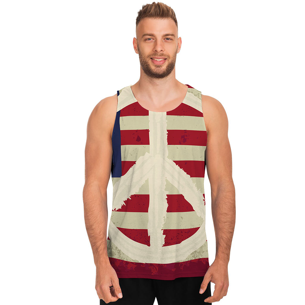 American Peace Flag Print Men's Tank Top