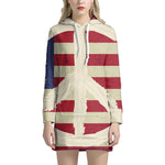 American Peace Flag Print Pullover Hoodie Dress