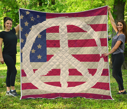 American Peace Flag Print Quilt