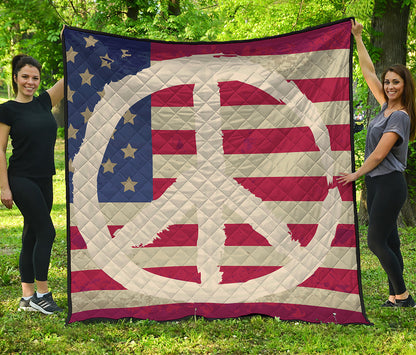 American Peace Flag Print Quilt