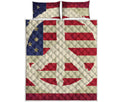 American Peace Flag Print Quilt Bed Set