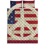 American Peace Flag Print Quilt Bed Set