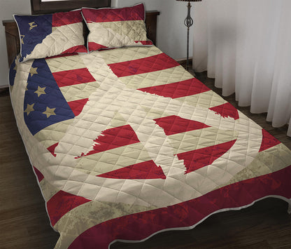 American Peace Flag Print Quilt Bed Set