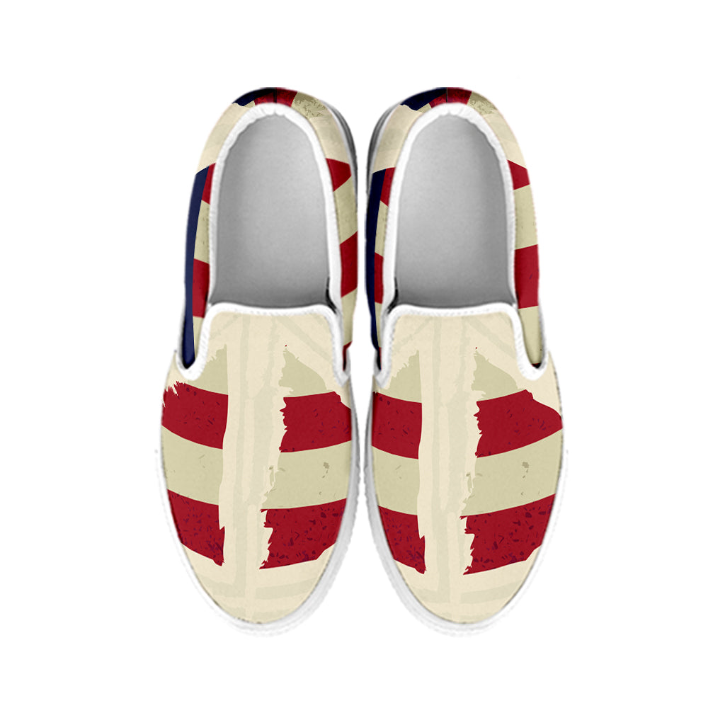 American Peace Flag Print White Slip On Shoes