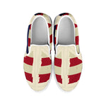 American Peace Flag Print White Slip On Shoes