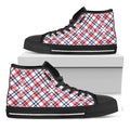 American Plaid Pattern Print Black High Top Sneakers