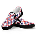American Plaid Pattern Print Black Slip On Sneakers