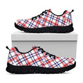 American Plaid Pattern Print Black Running Shoes