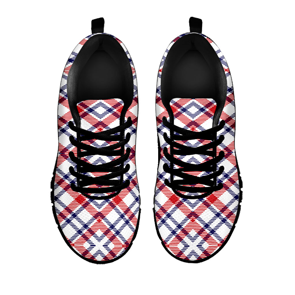 American Plaid Pattern Print Black Sneakers