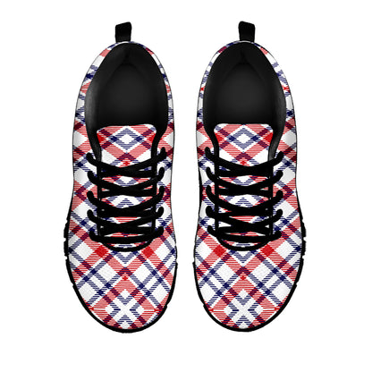 American Plaid Pattern Print Black Sneakers