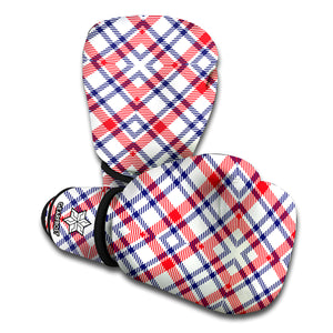 American Plaid Pattern Print Boxing Gloves