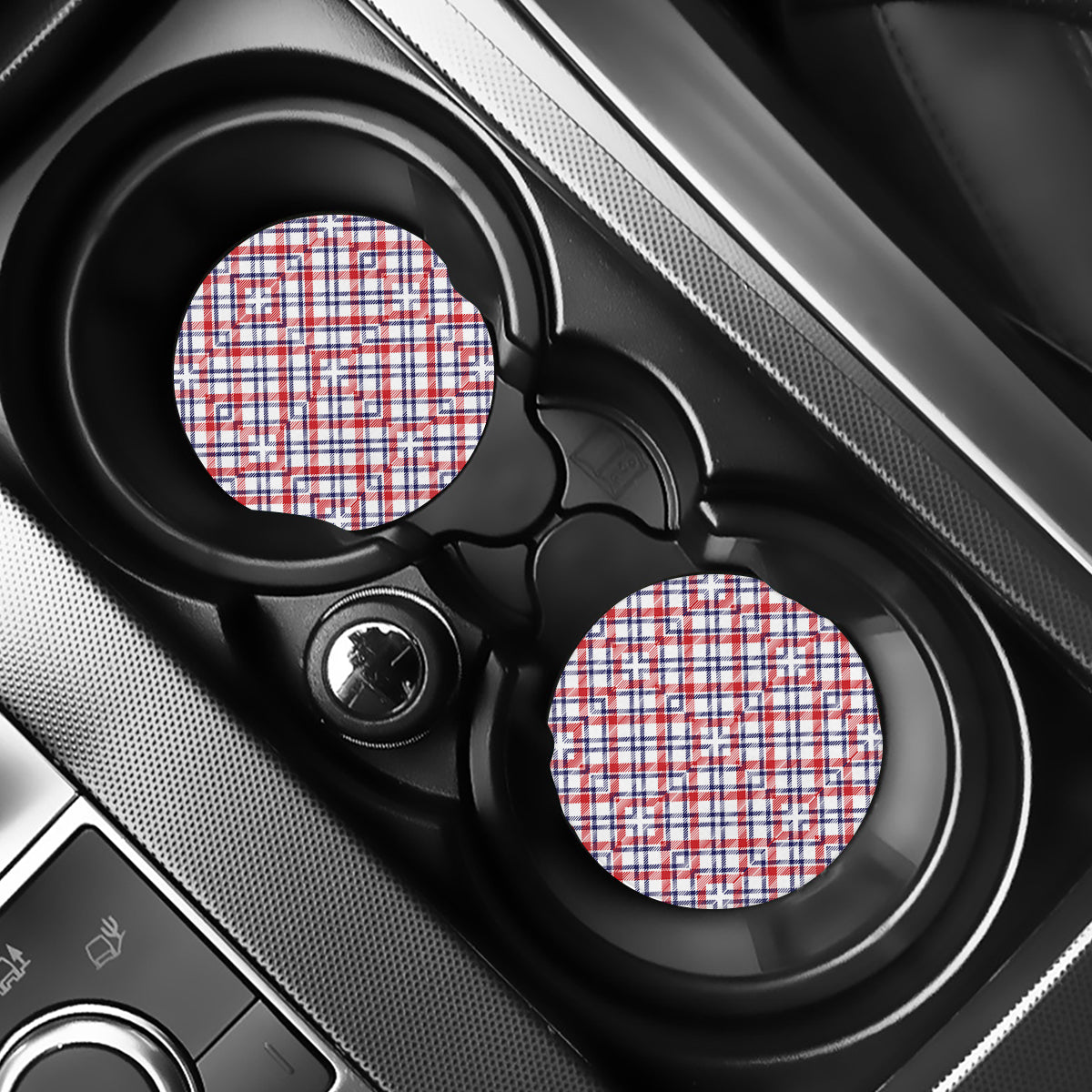 American Plaid Pattern Print Car Coasters