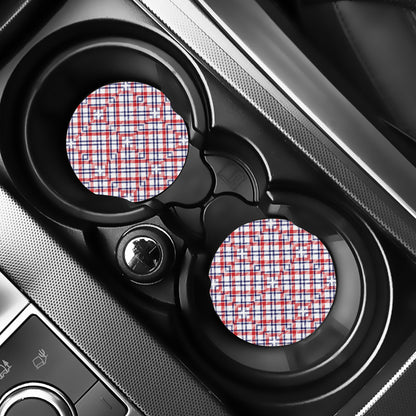 American Plaid Pattern Print Car Coasters