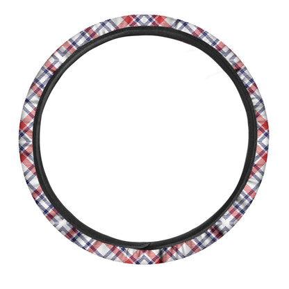 American Plaid Pattern Print Car Steering Wheel Cover