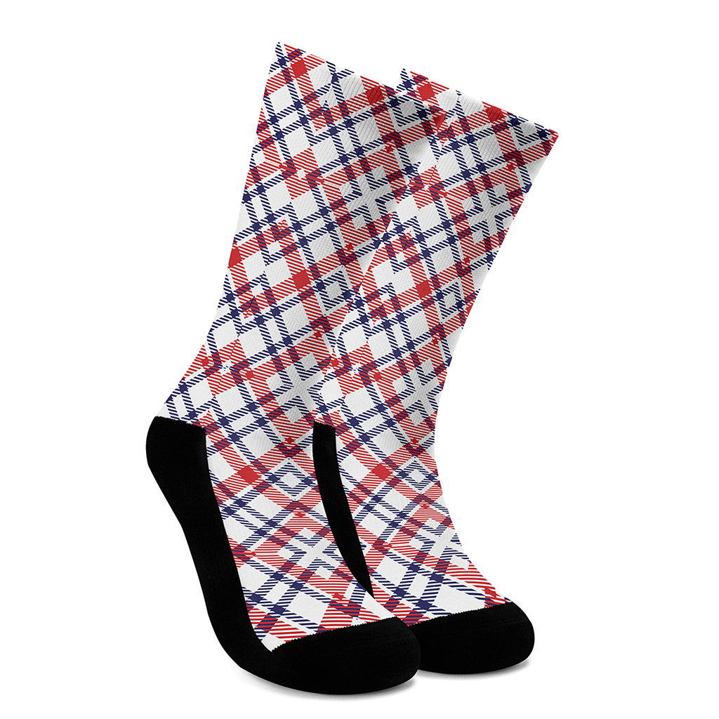 American Plaid Pattern Print Crew Socks