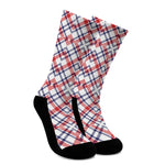 American Plaid Pattern Print Crew Socks