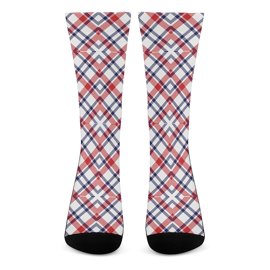 American Plaid Pattern Print Crew Socks