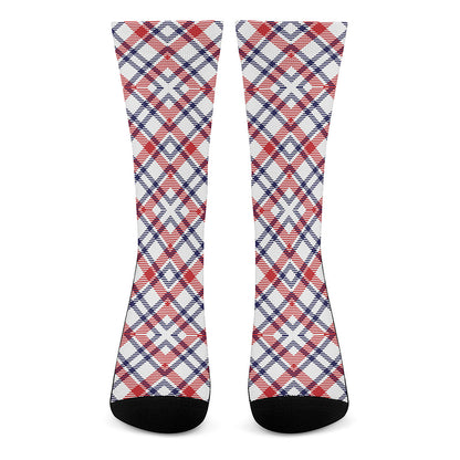American Plaid Pattern Print Crew Socks