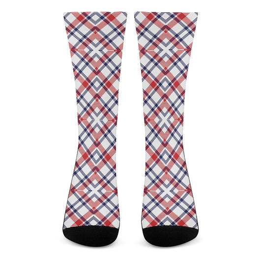 American Plaid Pattern Print Crew Socks