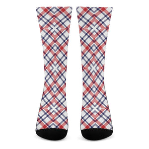 American Plaid Pattern Print Crew Socks