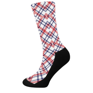 American Plaid Pattern Print Crew Socks