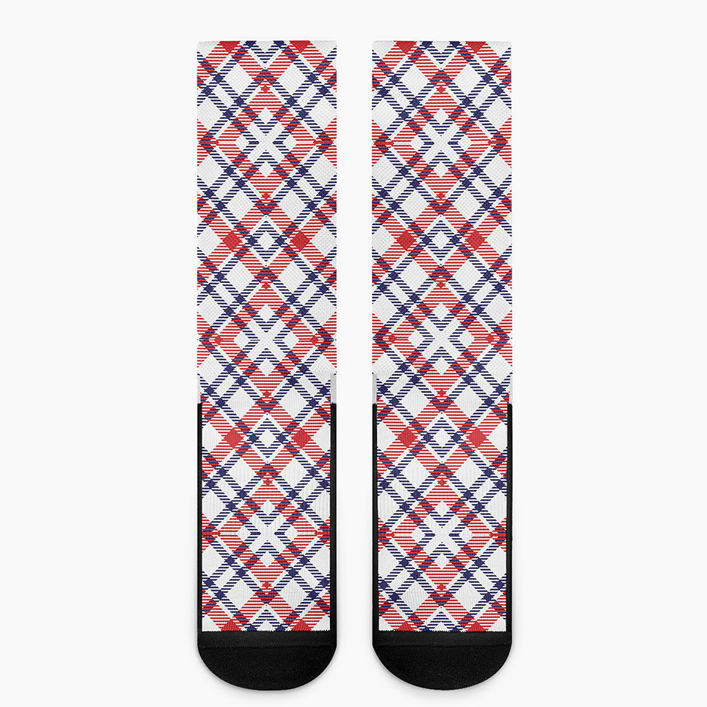 American Plaid Pattern Print Crew Socks