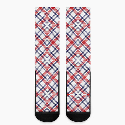 American Plaid Pattern Print Crew Socks