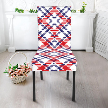 American Plaid Pattern Print Dining Chair Slipcover
