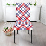 American Plaid Pattern Print Dining Chair Slipcover